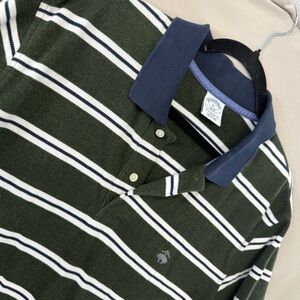 Brooks Brothers Men's Polo Shirt Size XL Short Sleeve Stripe Green Blue White